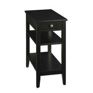 Three Tier End Table with Drawer, Black ( Pack of 2 ) Y812