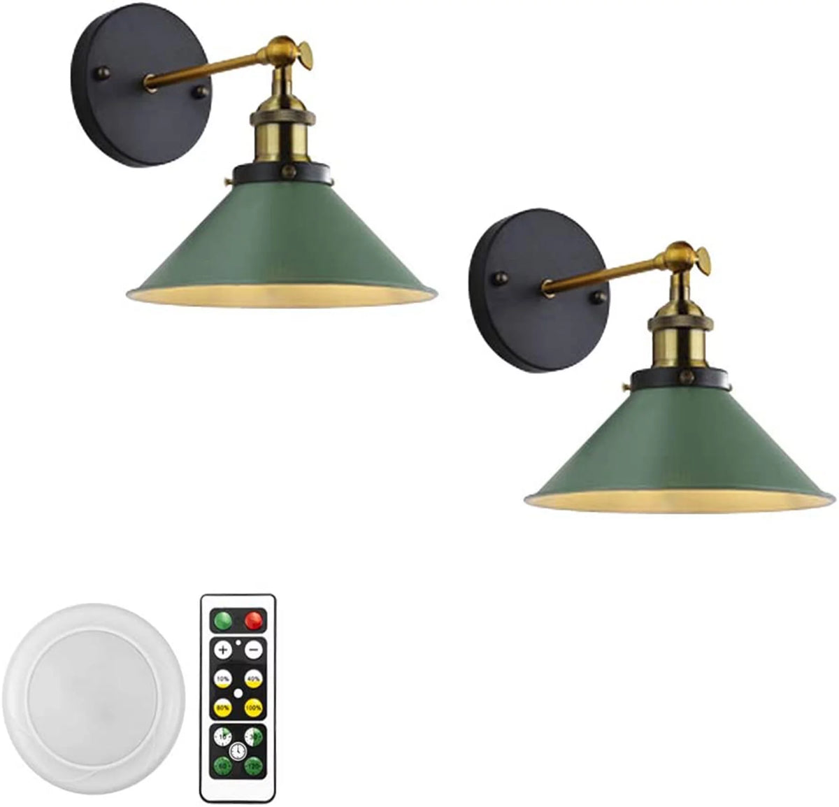 Dark Green 2-Lights Battery Wall Sconce Light Fixture K1605