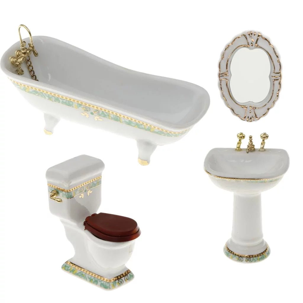 1/12 Scale Mini Furniture Bathtub Toilet Dolls House Accessory N38187