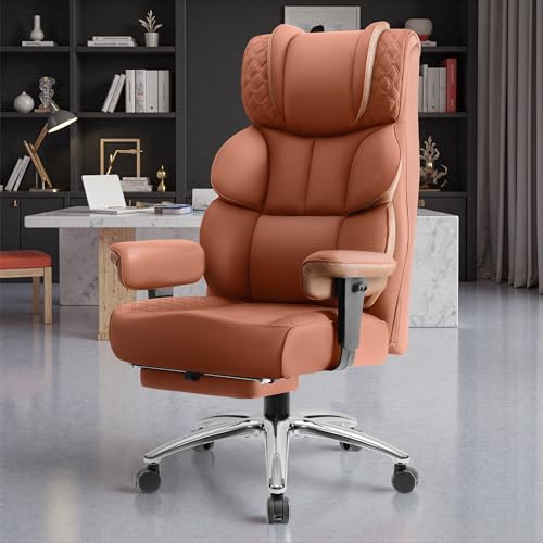 Black Leather Ergonomic Reclining Office Chair with Footrest I68055