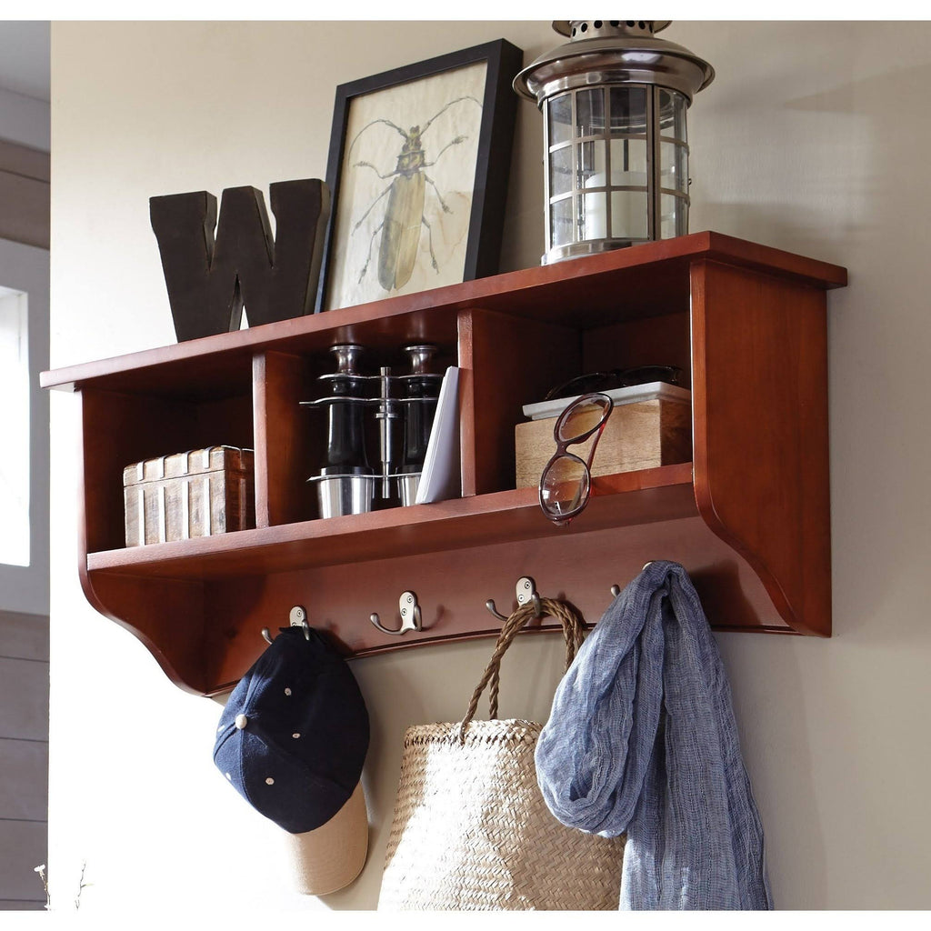 Espresso Coat Hooks with Storage I7277