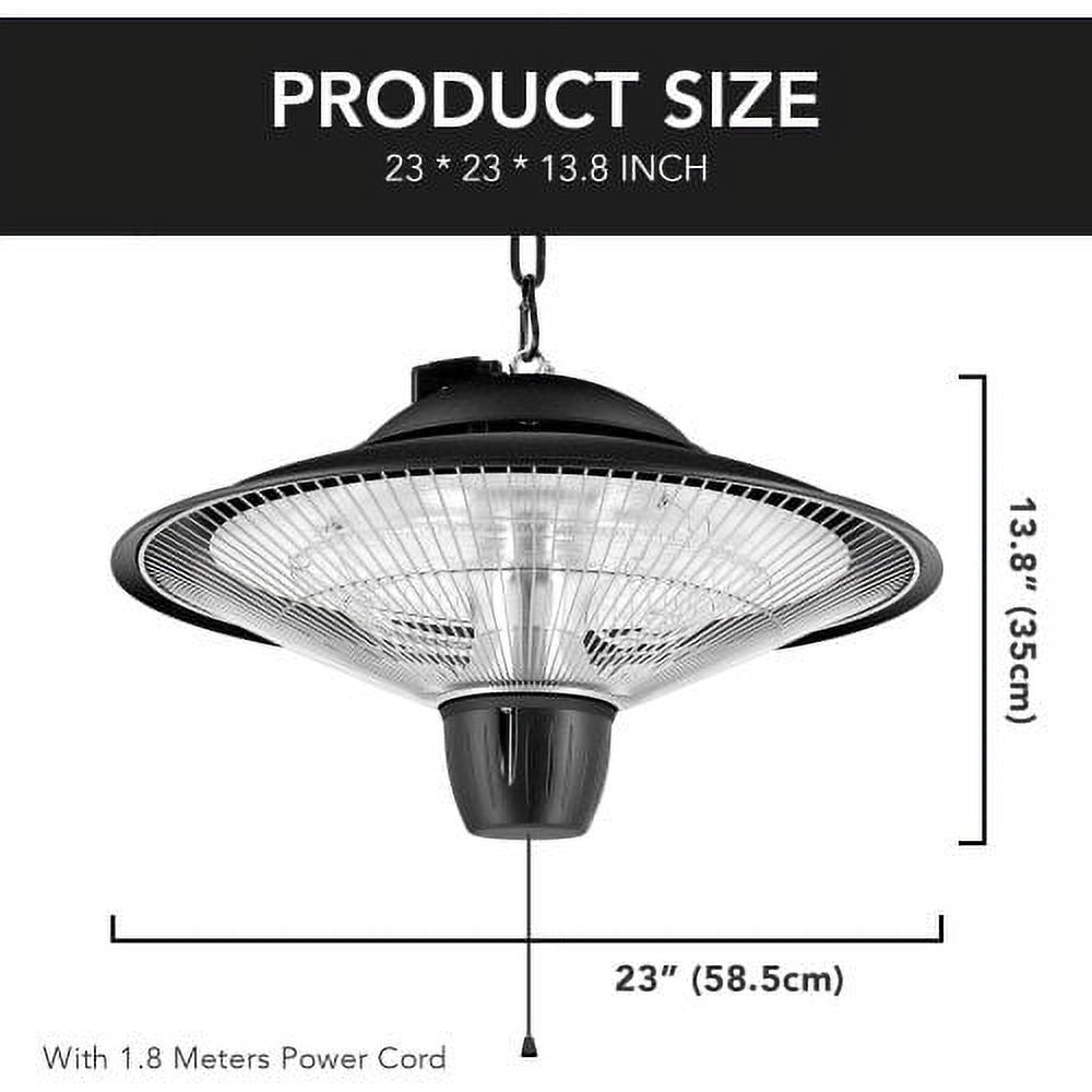 1500W Electric Hanging Patio Heater with Overheat & Tip-Over Protection, IP34 Waterproof J644