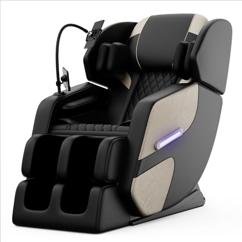 Gold PU Leather Zero Gravity Massage Chair with Airbags and Foot Roller L338