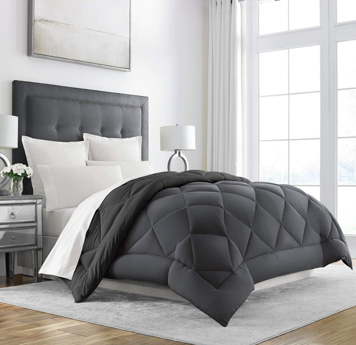 King Cal King Navy Reversible Down Alternative Comforter L52145