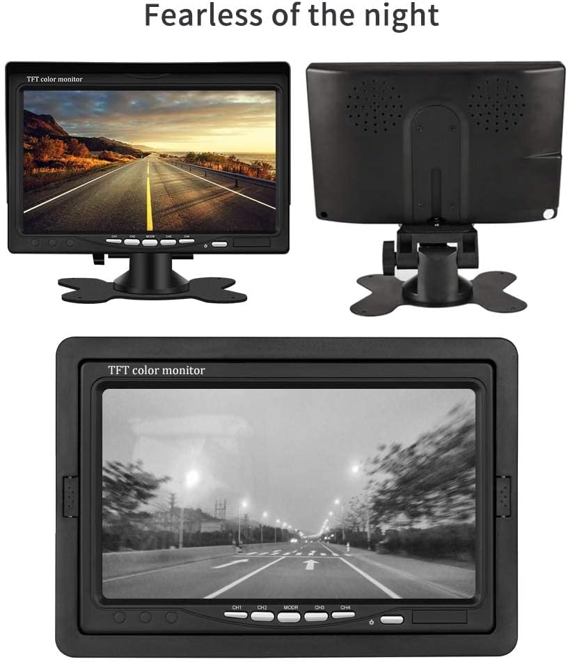 7 LCD Split Screen Backup Camera Monitor Kit with 4 Rear Cameras T553