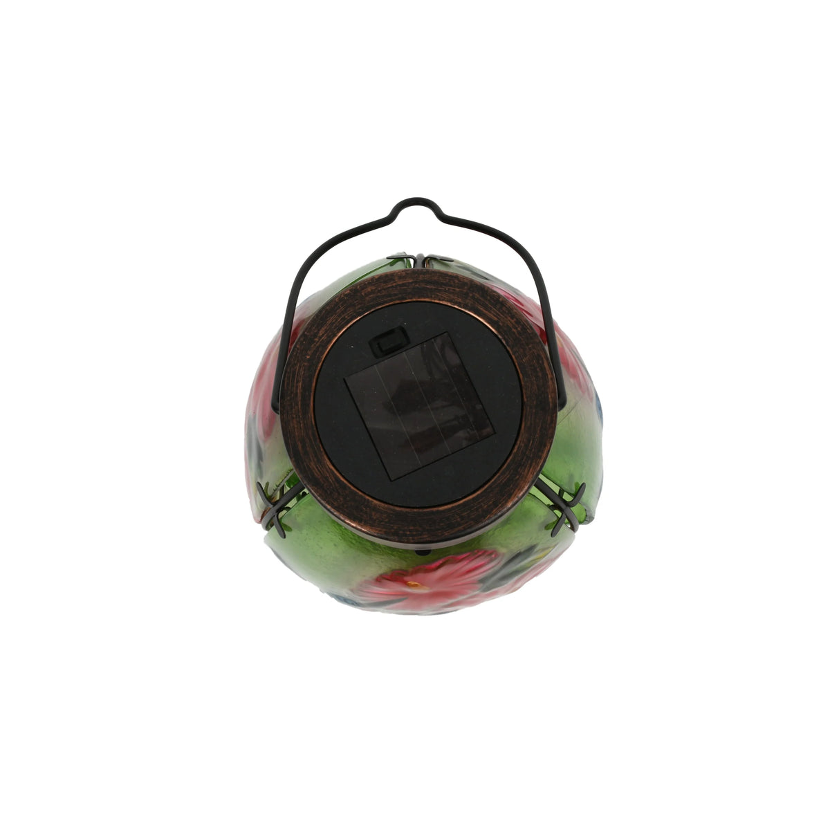 Hand Painted Green Glass Solar Lantern R453