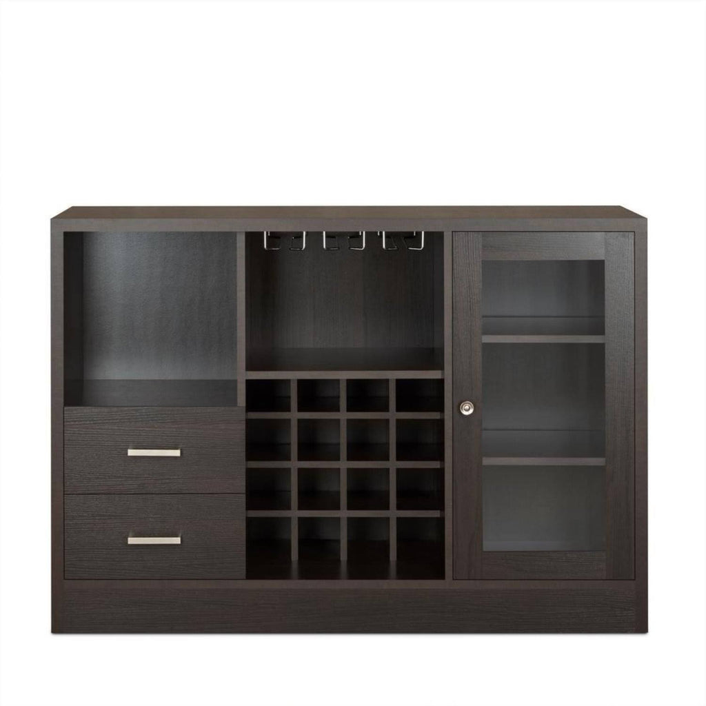 Espresso Brown Wooden Server with Two Drawers I11125
