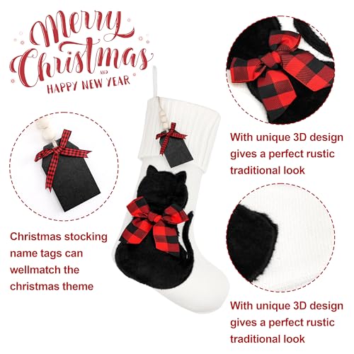 White Knitted Cat Stocking U46096