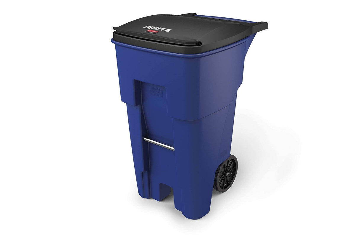 65 gal Blue Rectangular Trash Can M690