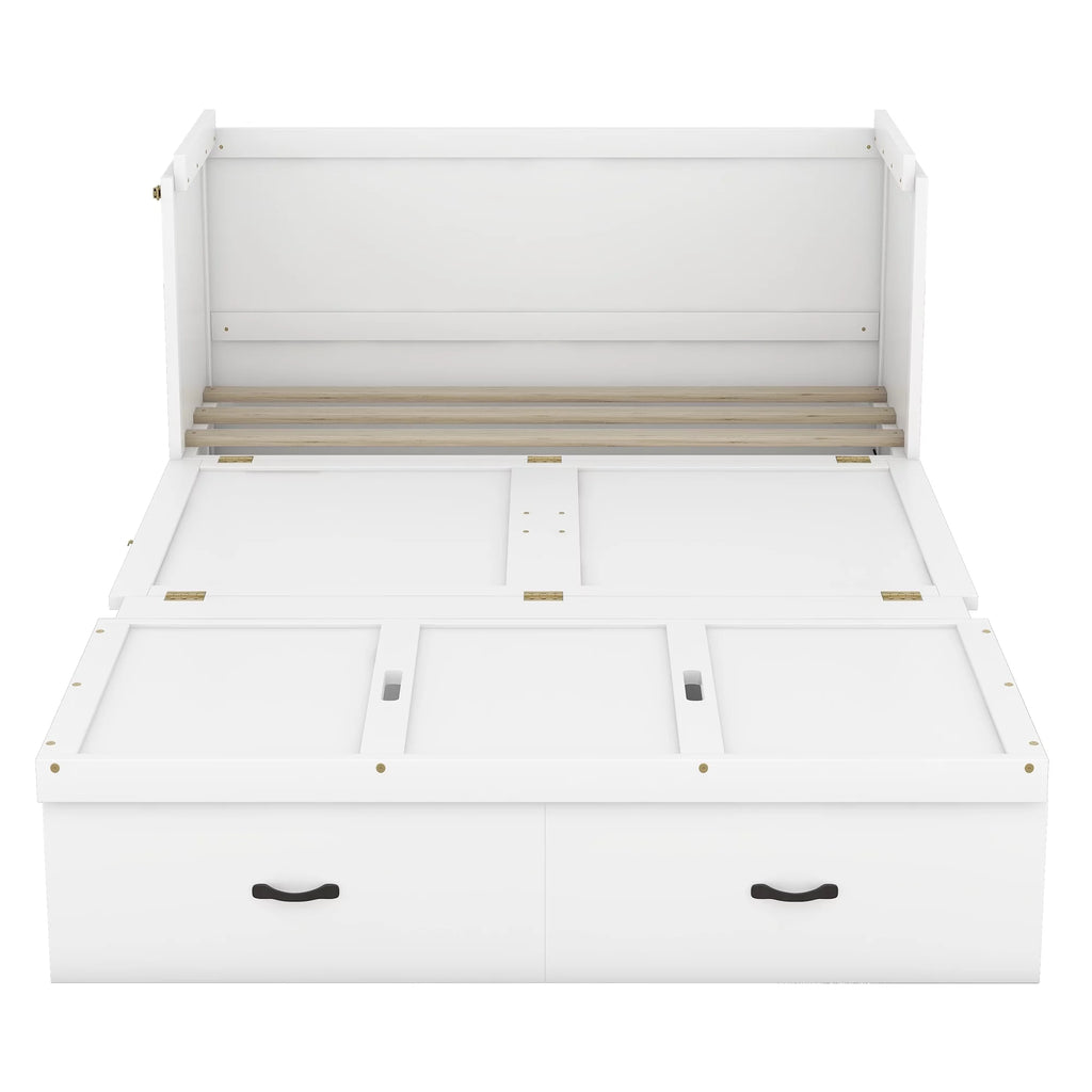 Full Size Solid Wood Murphy Bed with 2 Storage Drawers G9053