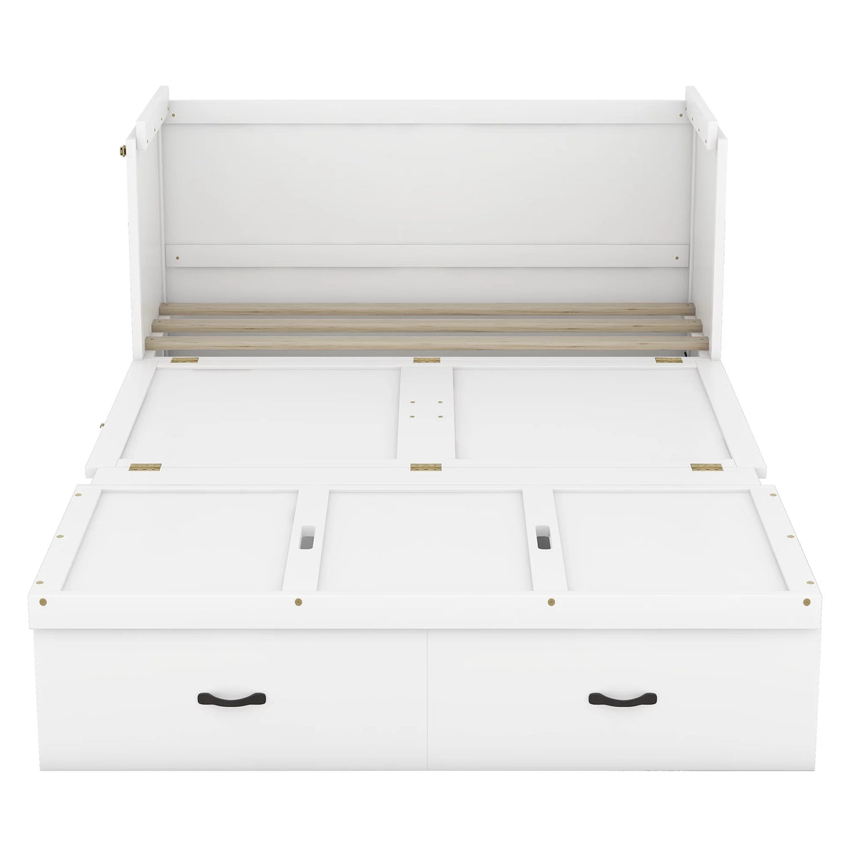 Full Size Solid Wood Murphy Bed with 2 Storage Drawers G9053