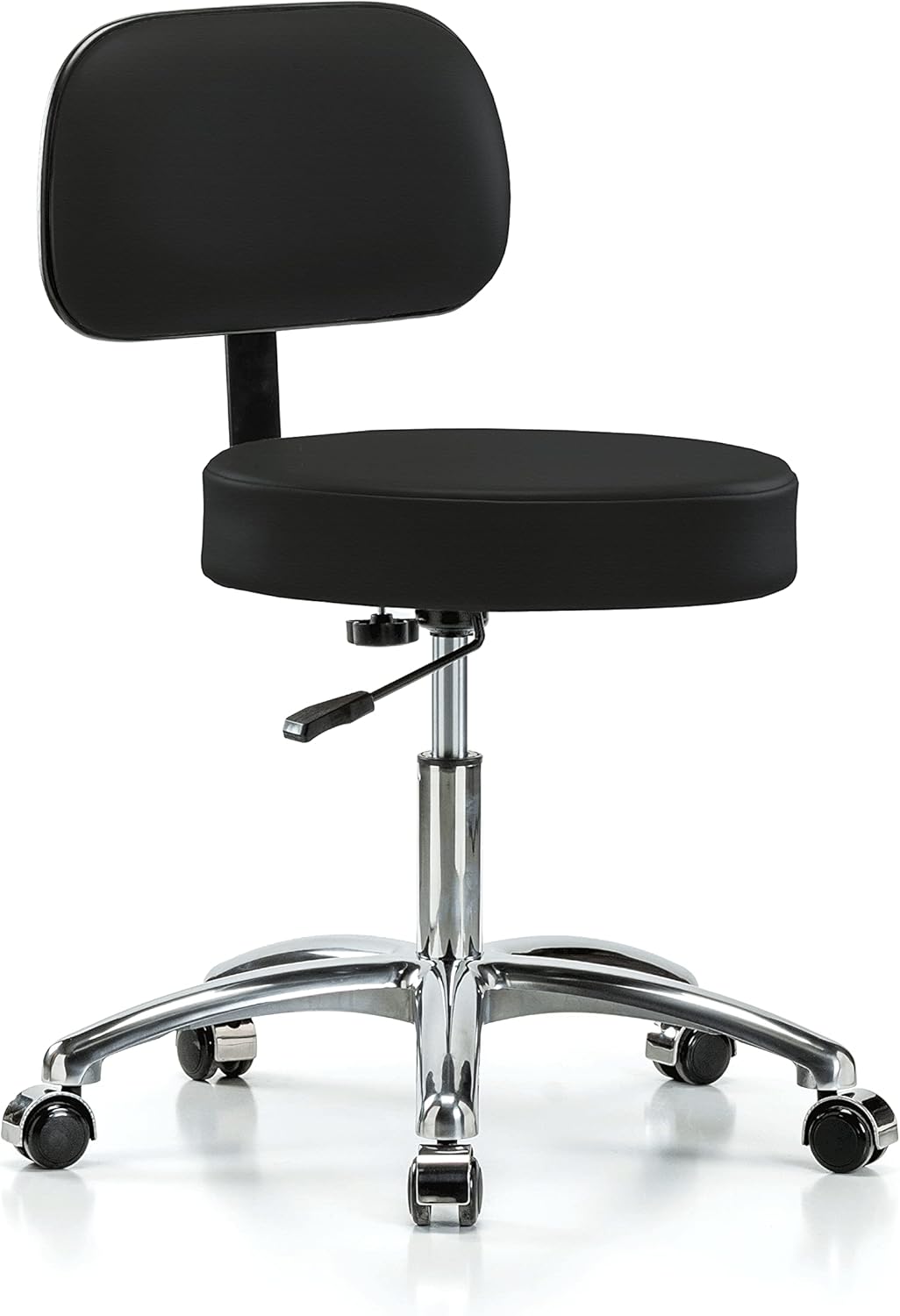 Chrome Height Adjustable Exam Stool with Back I3493