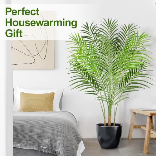 5ft Artificial Palm Tree in Pot with Real Bark Design Faux Areca Palm Tree I538306