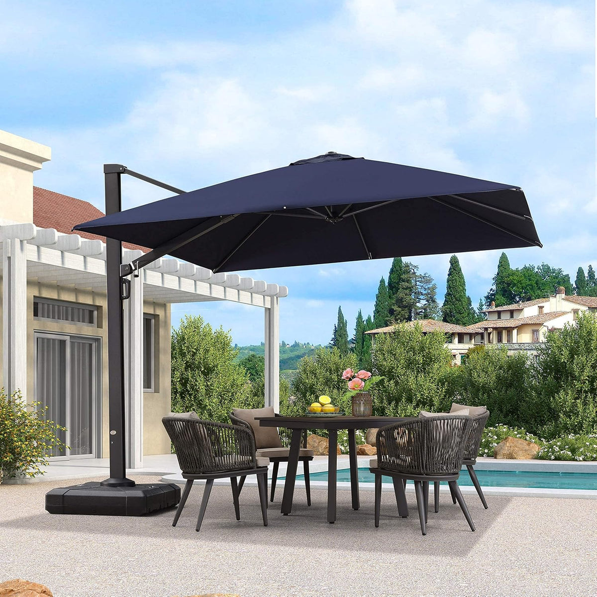 10 FT Square Aluminum Cantilever Patio Umbrella D749