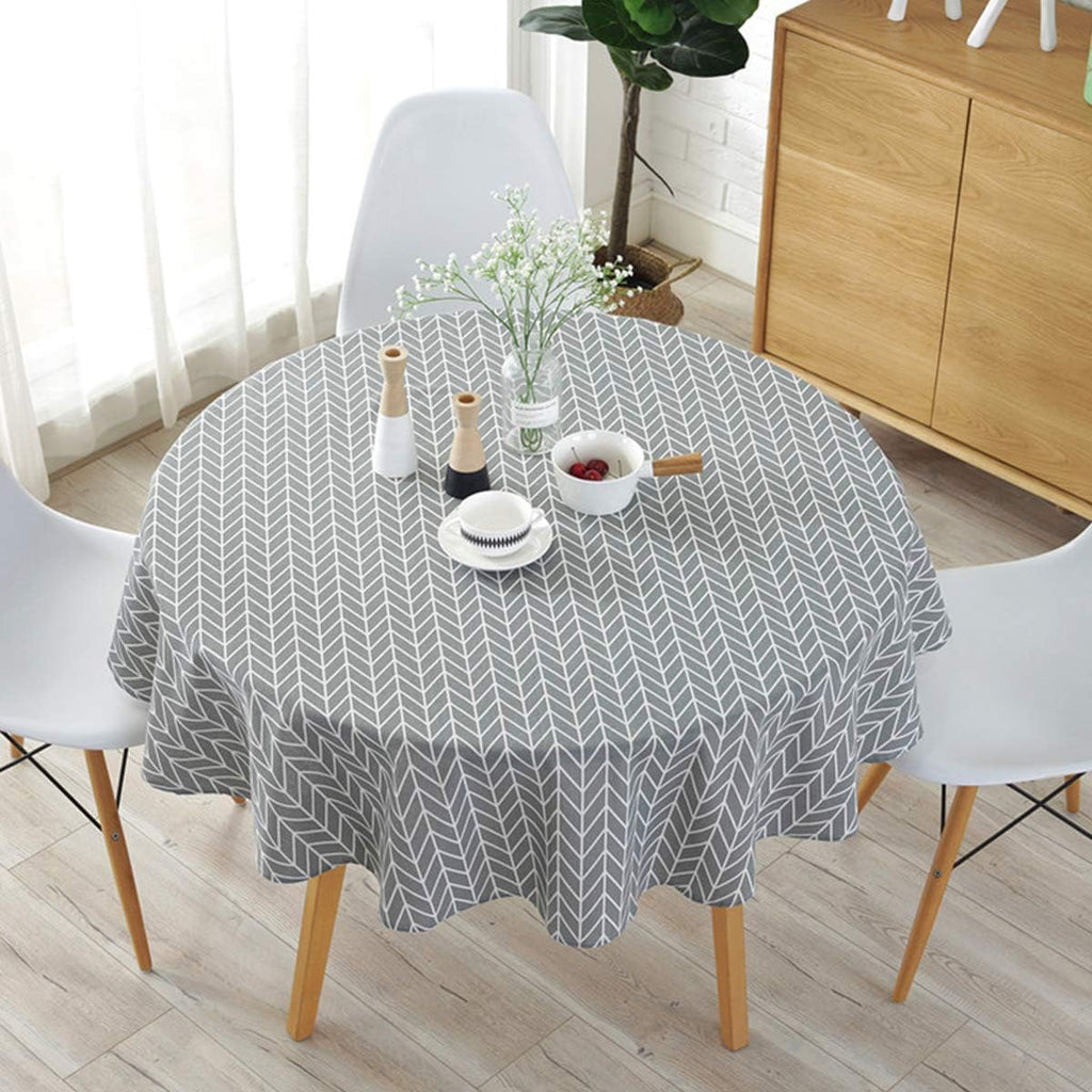 Round 60 Inch Cotton Linen Tablecloth V32712