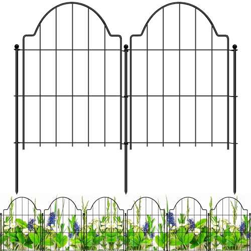 17in(H) x 10.6ft(L) No Dig Decorative Garden Fence with 1.25in Gap, 10 Pack Rustproof Metal Border Panel X244238
