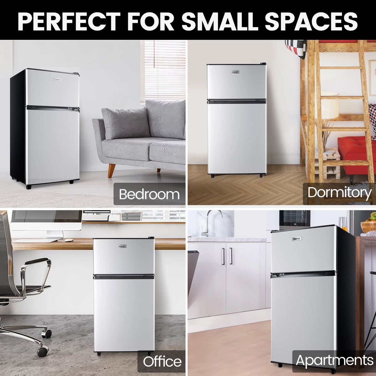 Two Door Mini Fridge with Freezer, 3.5 Cu ft G88503