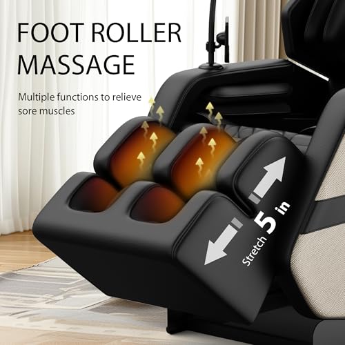 Gold PU Leather Zero Gravity Massage Chair with Airbags and Foot Roller L338