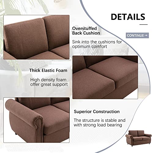Gray Linen Pull Out Sofa Bed with Twin Memory Foam Mattress Y9415