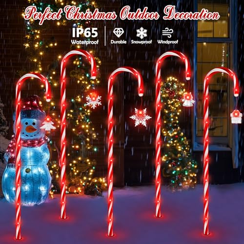 20 Pack 110 LED 41 inch Solar Candy Cane Pathway Lights with 8 Modes O8978