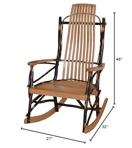 Large 9-Slat Rustic Hickory Rocking Chair E4534