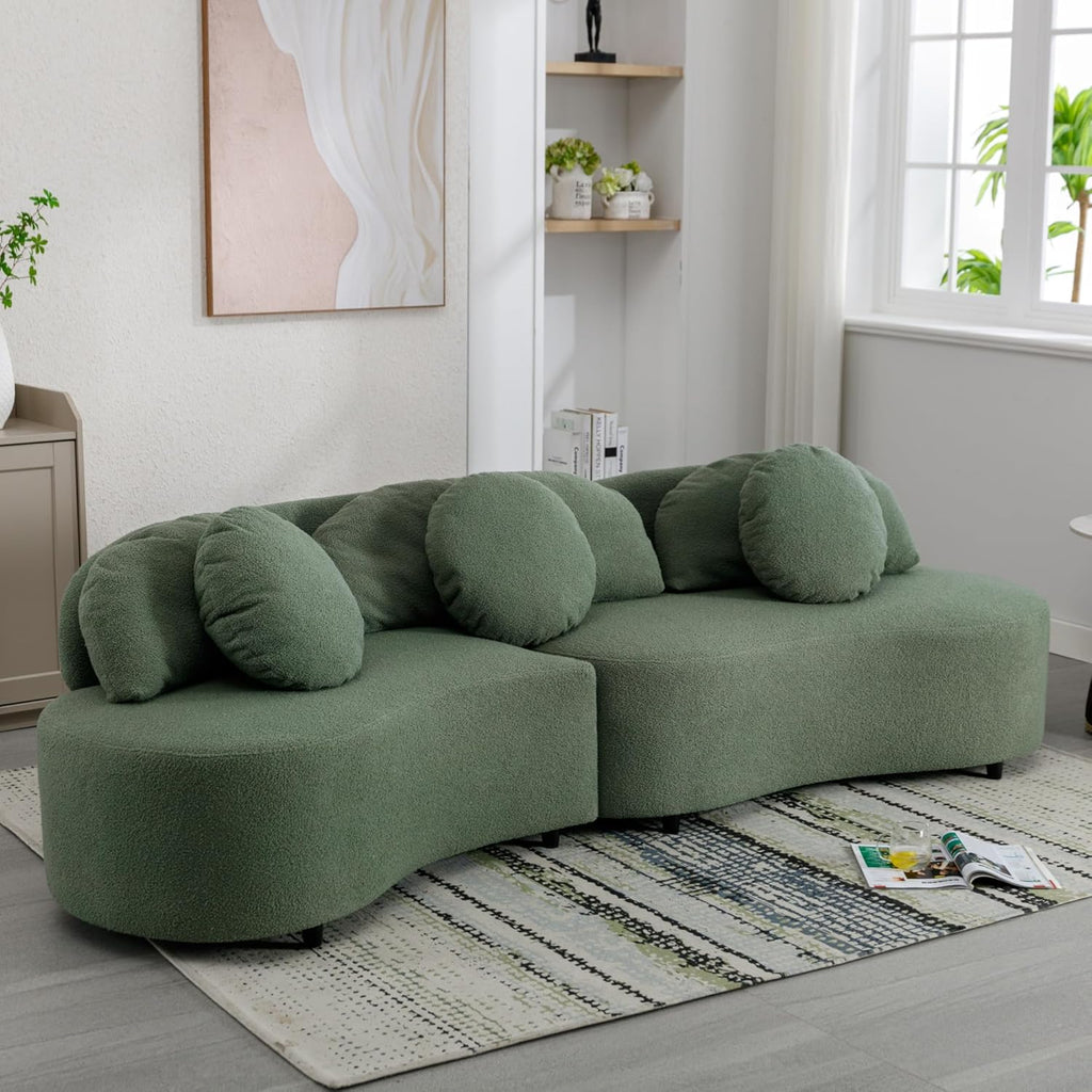 Green Velvet Curved Sectional Sofa U6609