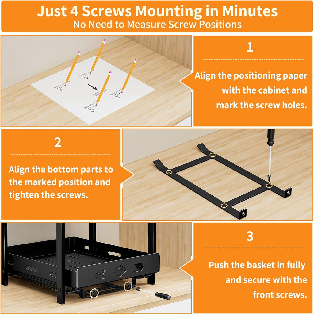 2-Tier Heavy Duty Slide Out Spice Rack, Black L60348