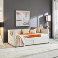 Beige Velvet Twin Daybed with Storage and Drawers H55842