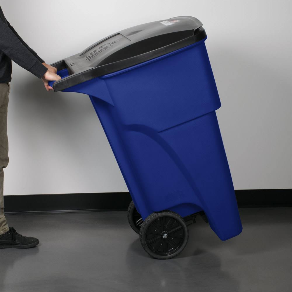 65 gal Blue Rectangular Trash Can M690