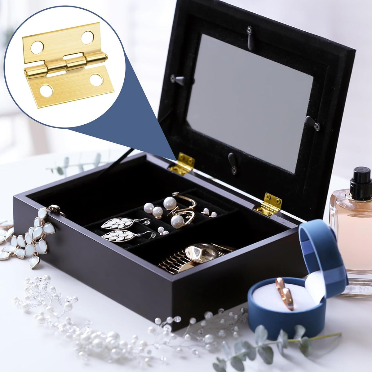60Pcs 15 * 18mm Stainless Steel Mini Hinges with Screws H969922
