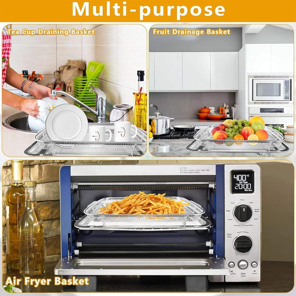 Stainless Steel Air Fryer Basket and Tray Set, 15.4" x 11.5" I764475