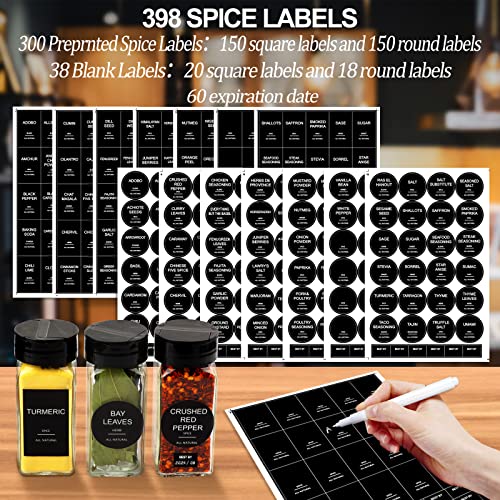 24 Pcs 4oz Glass Spice Jars with Black Metal Caps W671