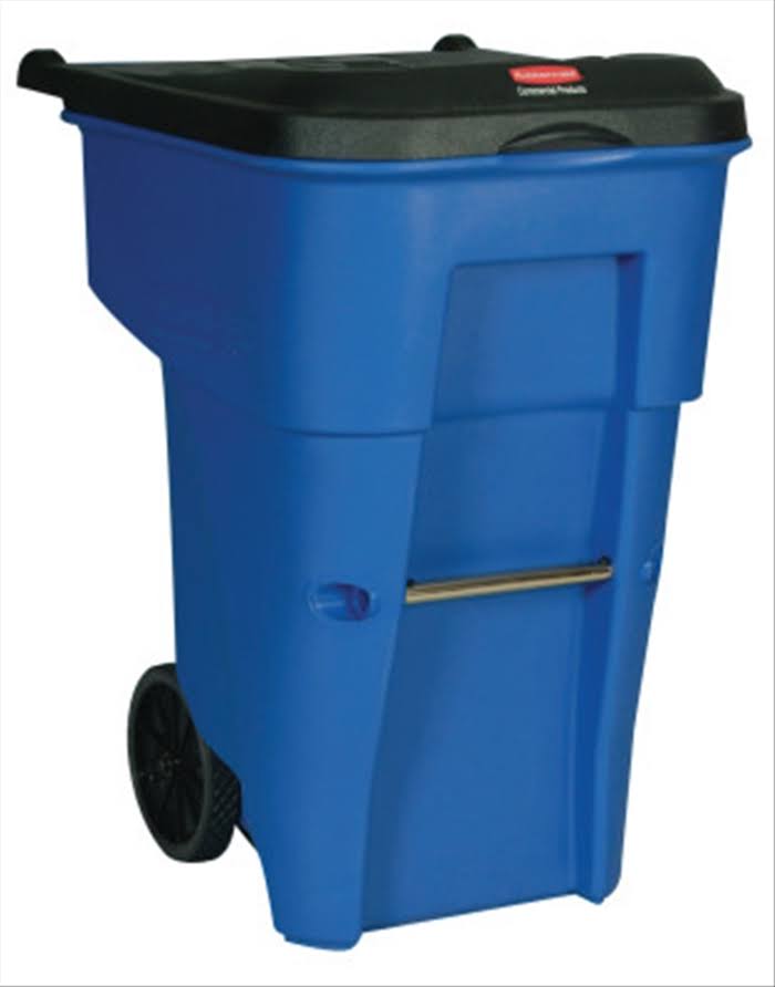 65 gal Blue Rectangular Trash Can M690