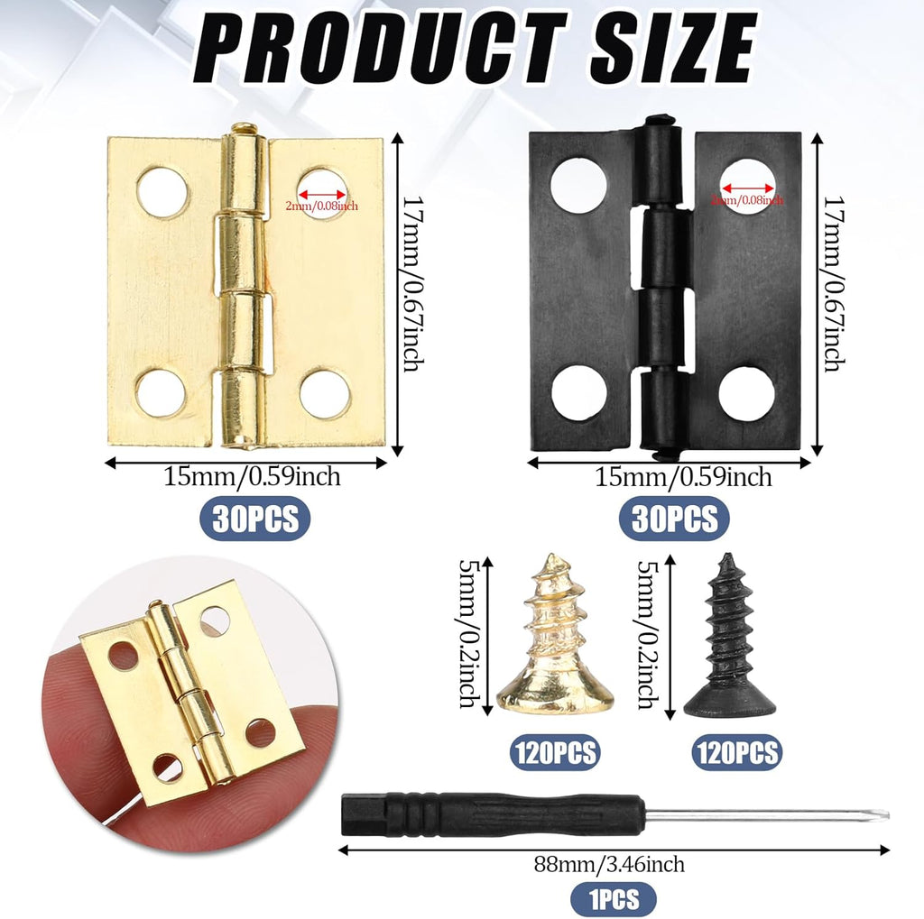 60Pcs 15 * 18mm Stainless Steel Mini Hinges with Screws H969922
