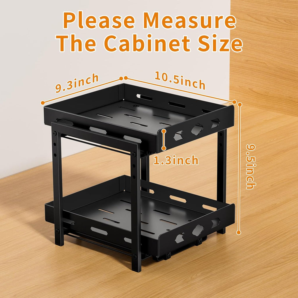2-Tier Heavy Duty Slide Out Spice Rack, Black L60348