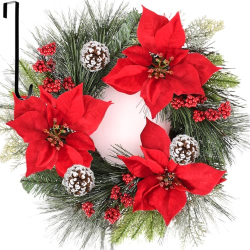 24 Inch Green Christmas Wreath with Red Bow T80188