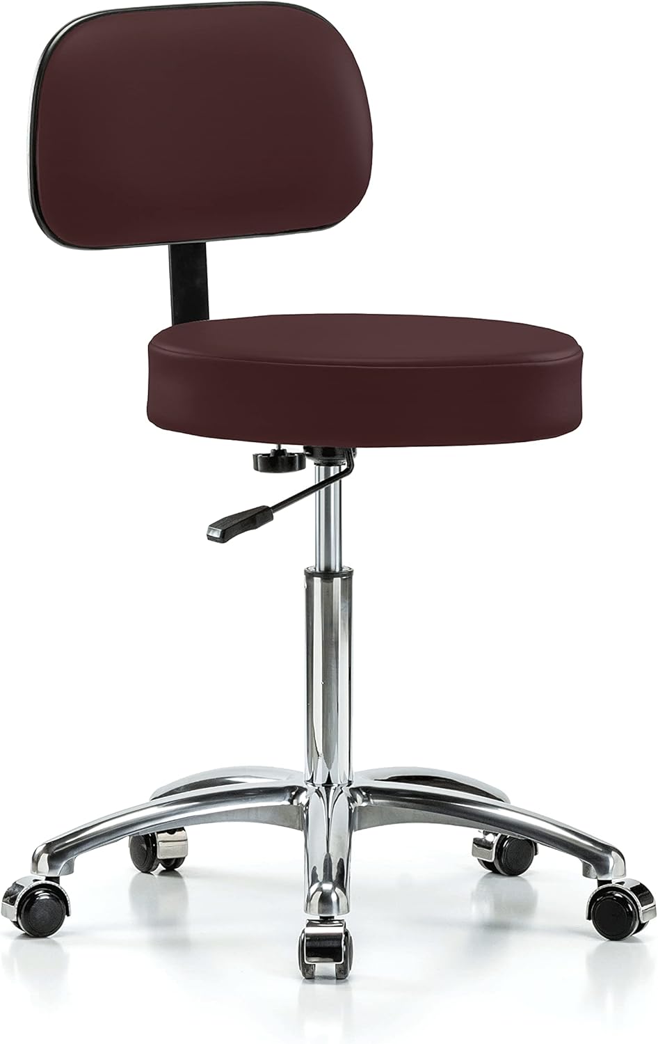 Chrome Height Adjustable Exam Stool with Back I3493