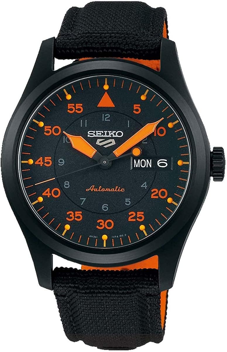 41-Hour Power Reserve Stainless Steel Watch with Black Nylon Strap and Blue Orange Dial X796