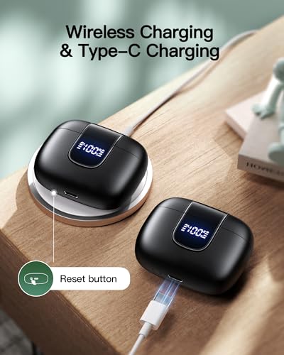 Wireless Earbuds Bluetooth 5.3 In-ear with Wireless Charging Case LED Power Display D2357
