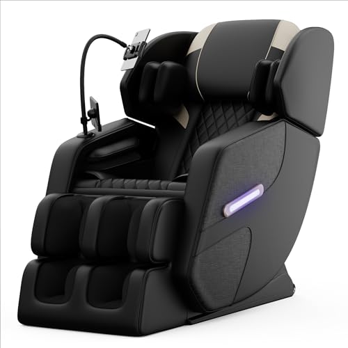 Gold PU Leather Zero Gravity Massage Chair with Airbags and Foot Roller L338