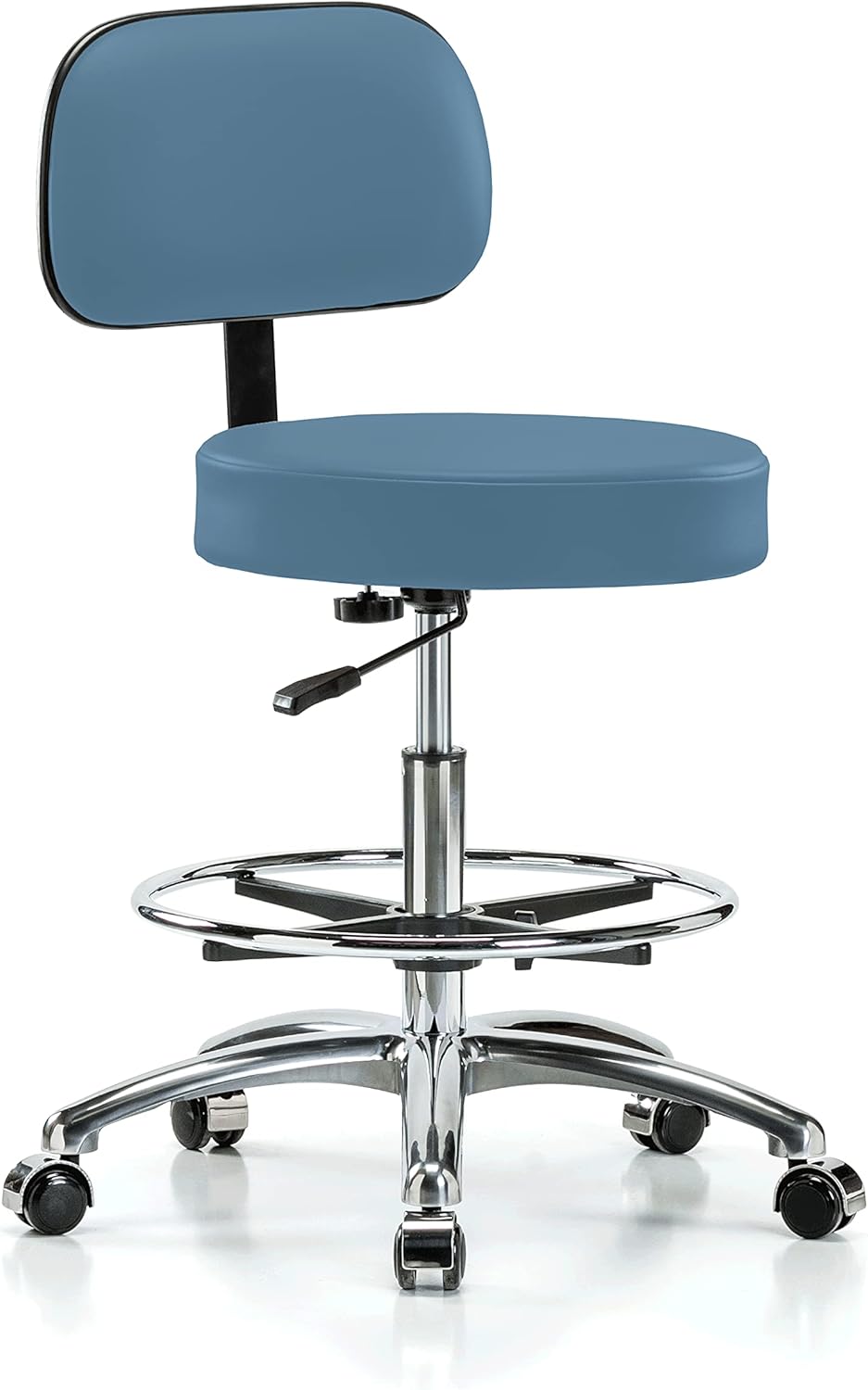 Chrome Height Adjustable Exam Stool with Back I3493