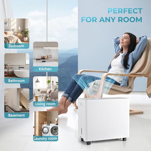 4500 Sq.Ft Energy Star Dehumidifier with Drain Hose, 50 Pint to 110 Pint Dehumidifier with 1.59 Gallon Water Tank W368