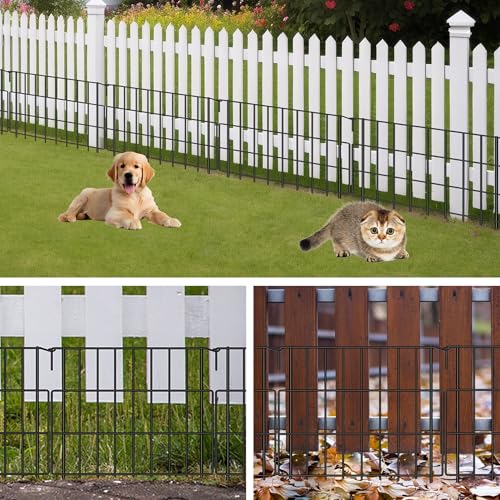 17in(H) x 10.6ft(L) No Dig Decorative Garden Fence with 1.25in Gap, 10 Pack Rustproof Metal Border Panel X244238
