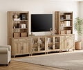Off White Entertainment Center with Bookshelves, 8 Doors & 4 Drawer TV Stand H790