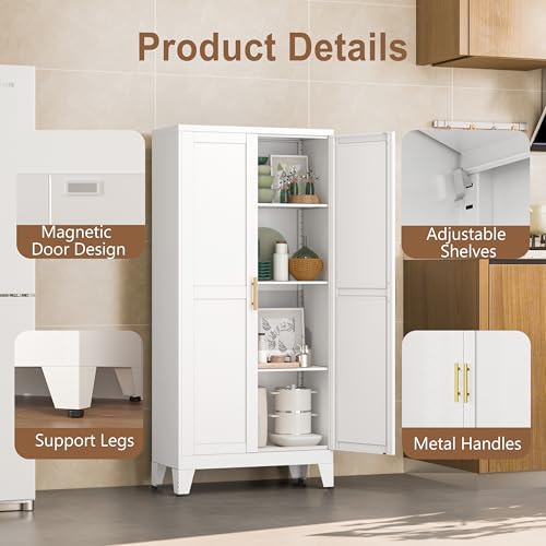 Black Metal Storage Cabinet with 3 Adjustable Shelves E362821