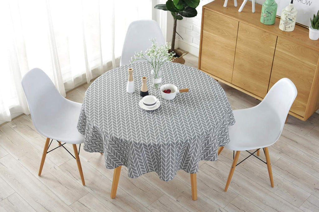 Round 60 Inch Cotton Linen Tablecloth V32712