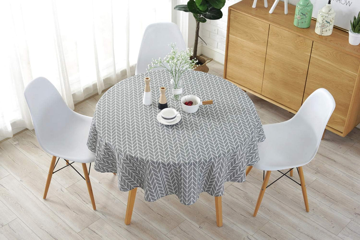Round 60 Inch Cotton Linen Tablecloth V32712