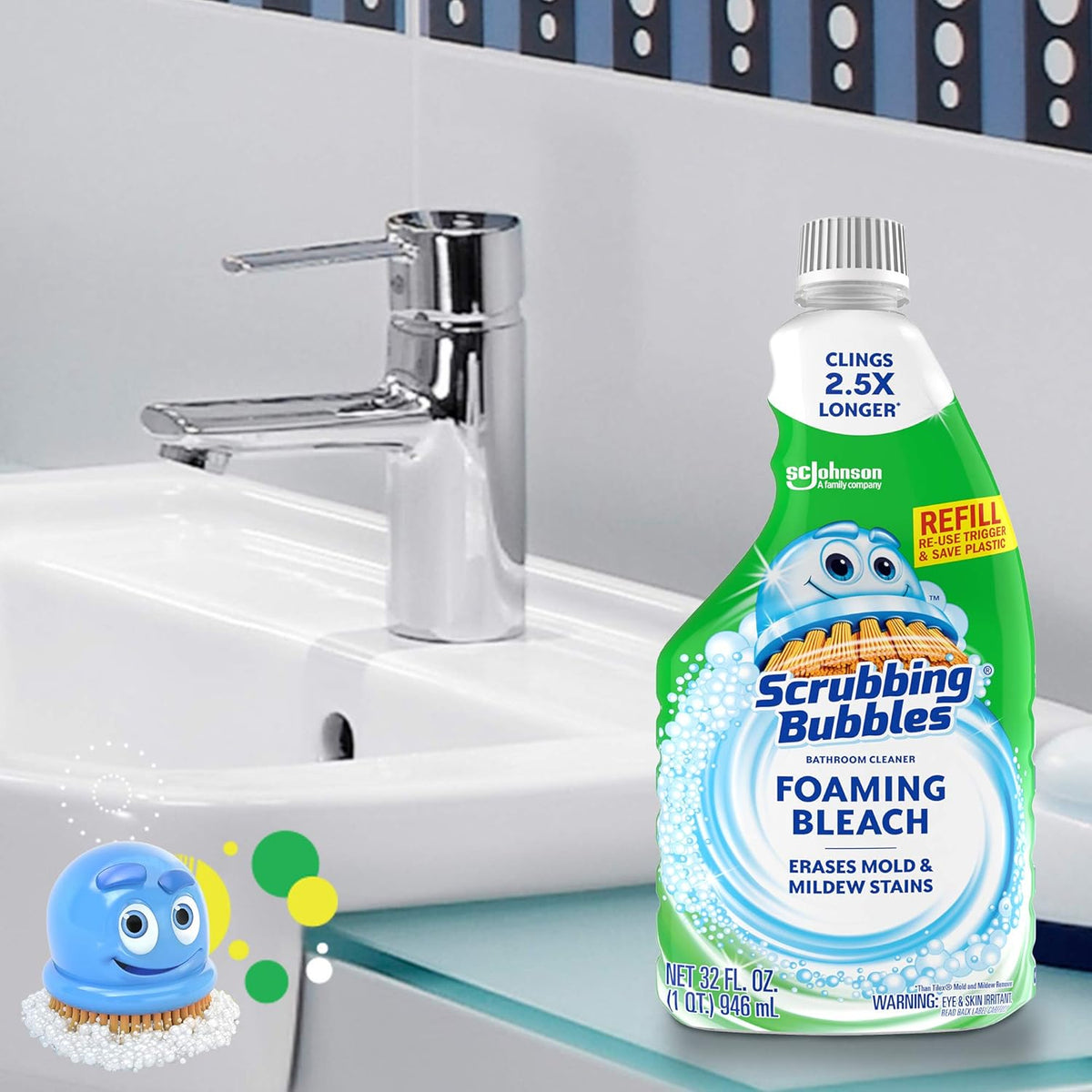 Foaming Bleach Bathroom Cleaner Refill Bottle 32 oz C216
