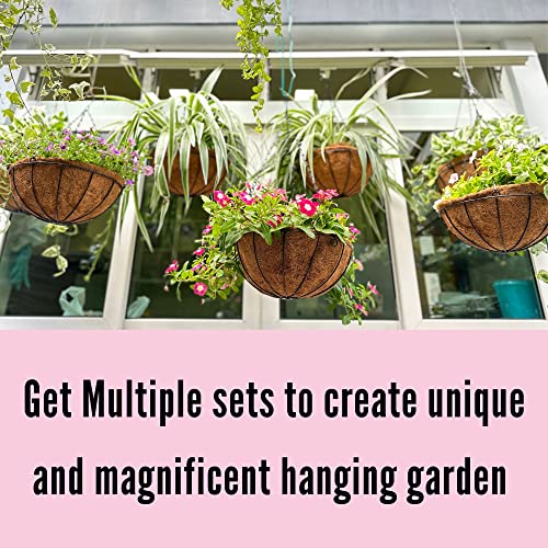 3 Pack 10 Inch Hanging Planter with Coco Liner Metal Wire Basket Q527636