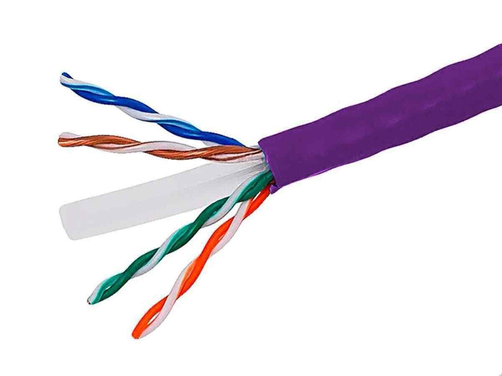 Cat6 Ethernet Bulk Cable, Solid, 550Mhz, UTP, CMR, Riser-Rated, Pure Bare Copper WIRE, 23AWG, 500ft, Purple, (UL) Z35045